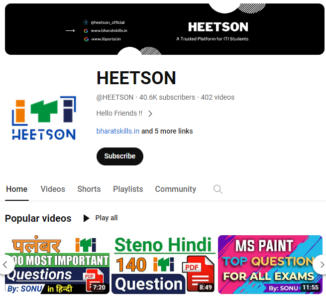 HEETSON YouTube channel Homepage